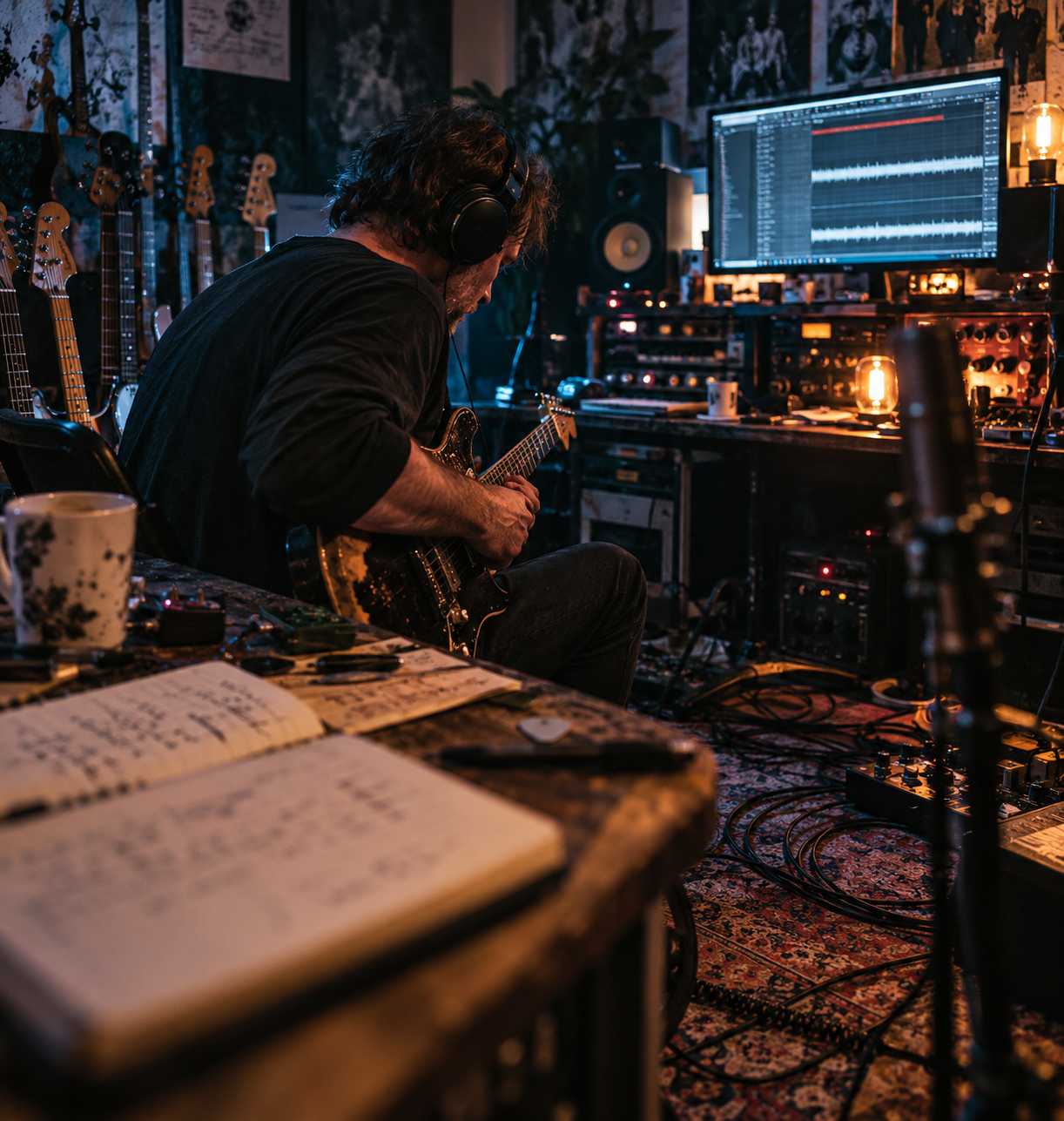 late night guitar session